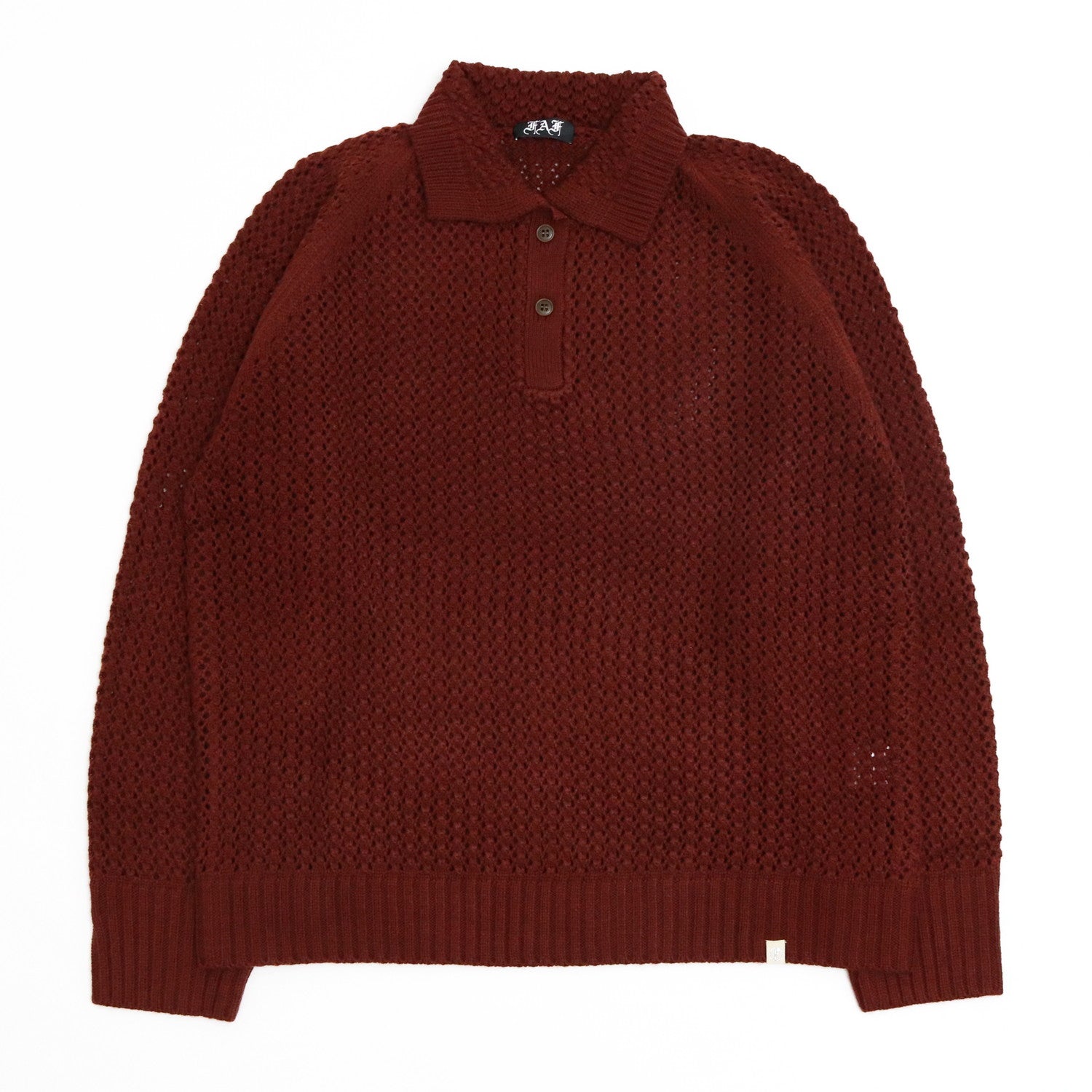 Openwork Knit Polo Shirts #BROWN [13413009] - FAF(FAKE AS FLOWERS