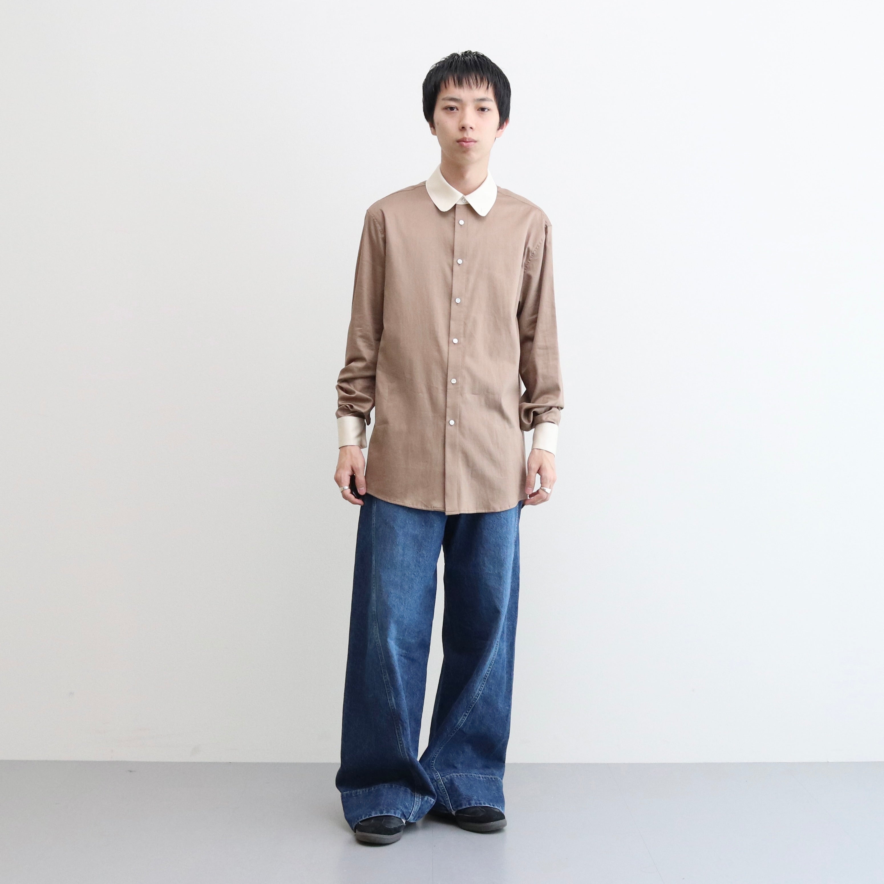 HIGH COLLAR SHIRT #CAMEL×OFF WHITE [TI035015] - Taiga Igari