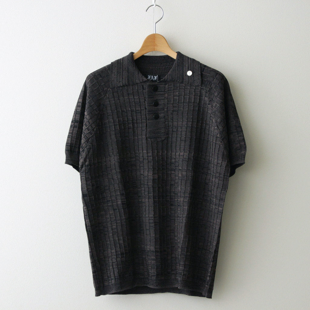 Viscose Rib Knit Polo #Charcoal [002121303]