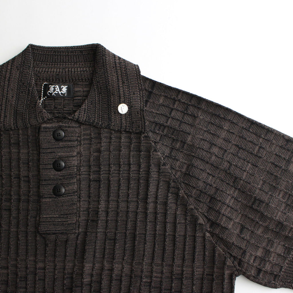 Viscose Rib Knit Polo #Charcoal [002121303]