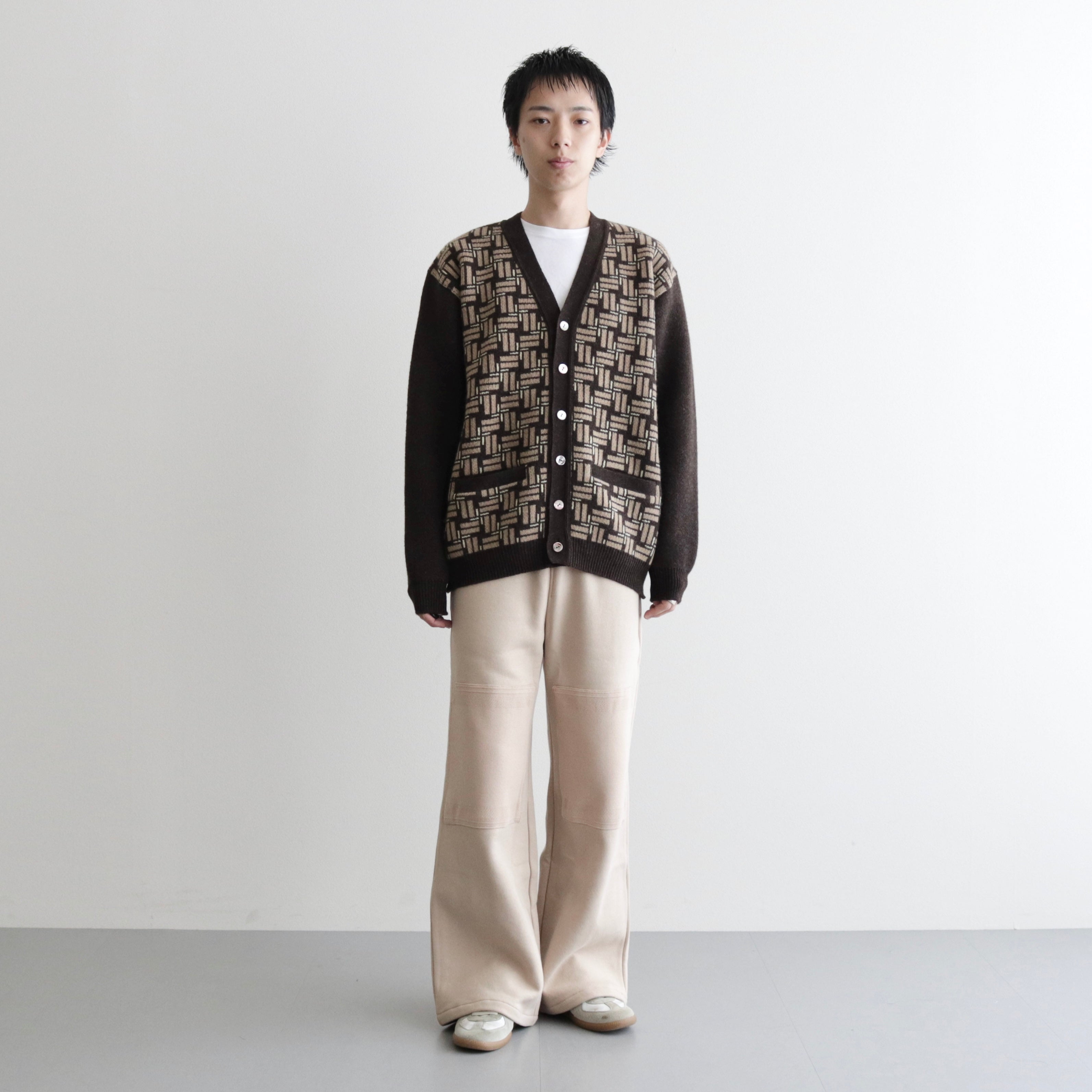 TILE CHECK CARDIGAN #CLAY BROWN [S23AW-K03] - STEAF（スティーフ