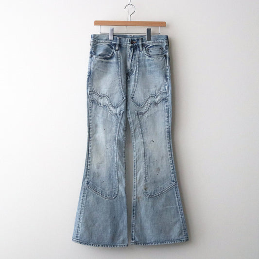 FADED MODERN DENIM WESTERN FLARED TROUSERS #FADED INDIGO [23AWPT09]