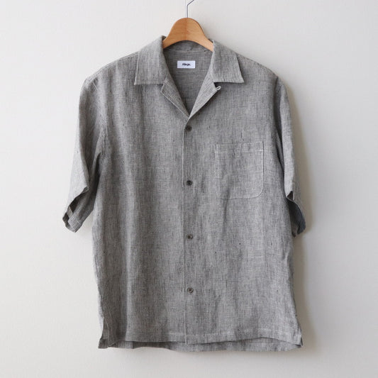 Linen Stripe Open Callor S/S Shirt #GRAY [AL24S-SH05]