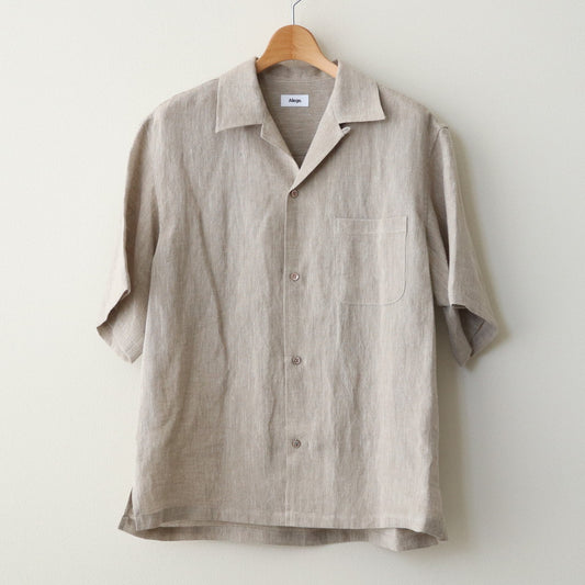 Linen Stripe Open Callor S/S Shirt #BEIGE [AL24S-SH05]