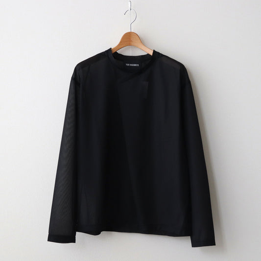 SEE THOUGH Y NECK L/S T-SHIRTS #BLACK [TS-01-0001L]