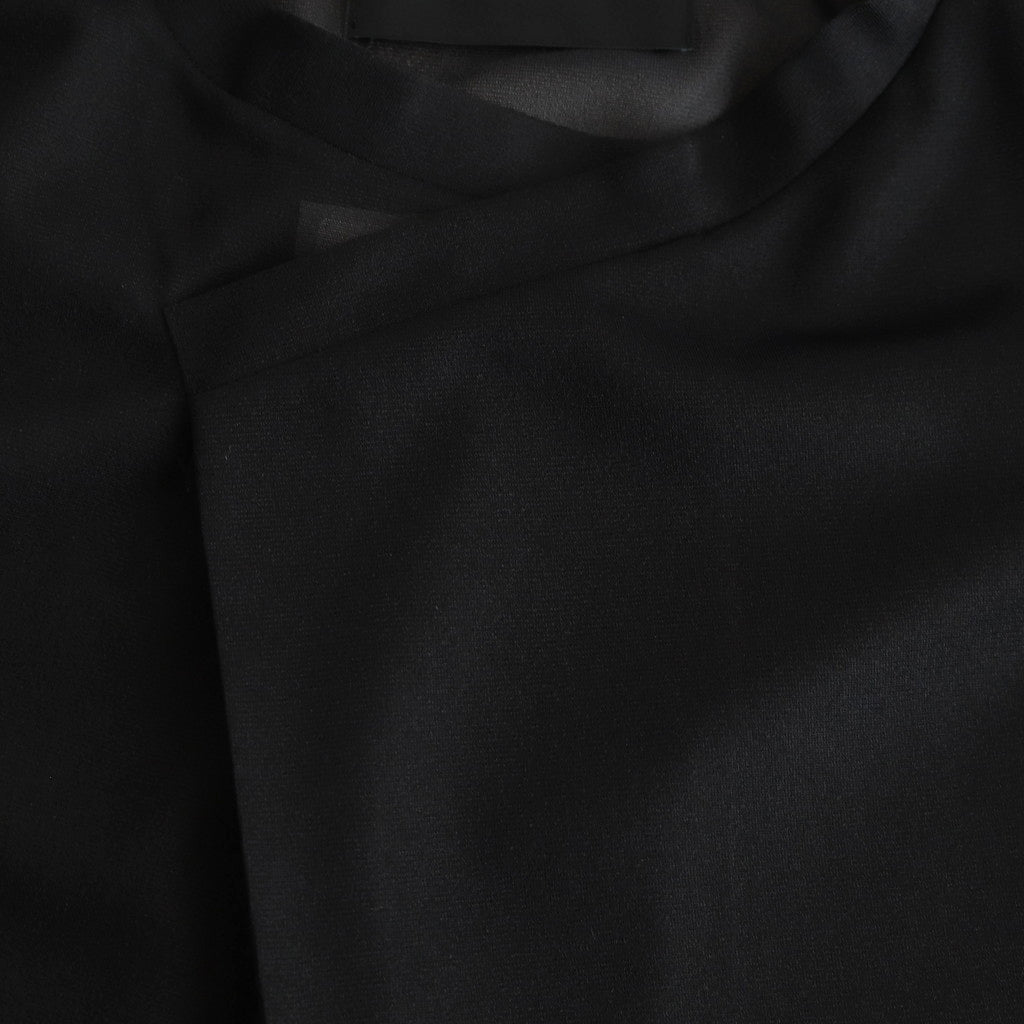 SEE THOUGH Y NECK L/S T-SHIRTS #BLACK [TS-01-0001L]