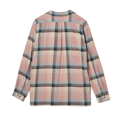 RAYON OMBRE PLAID OPEN COLLER BLOUSE #PINK OMBRE [2441000507]