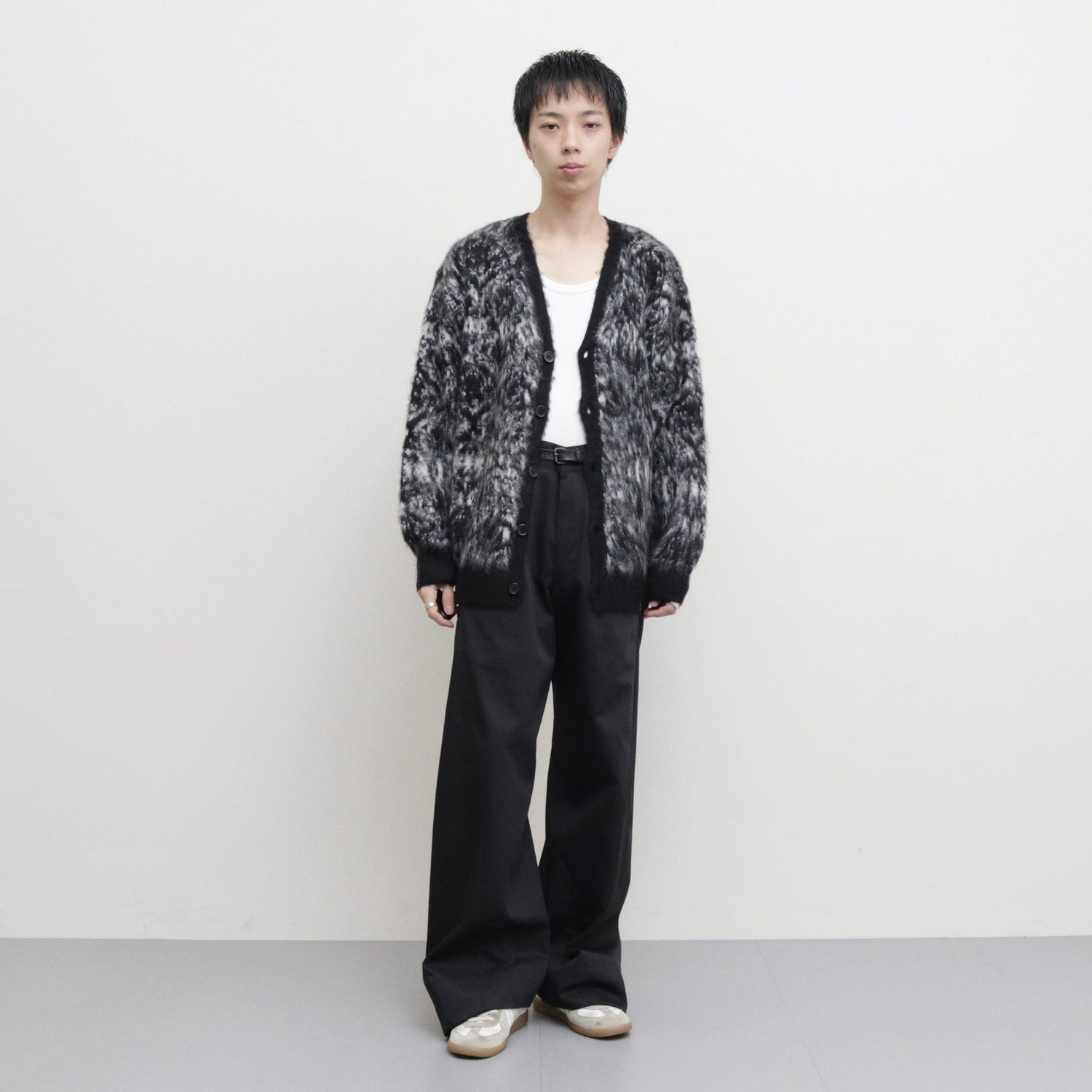 PYTHON PATTERN MOHAIR CARDIGAN #WHITE [232-01-0501]