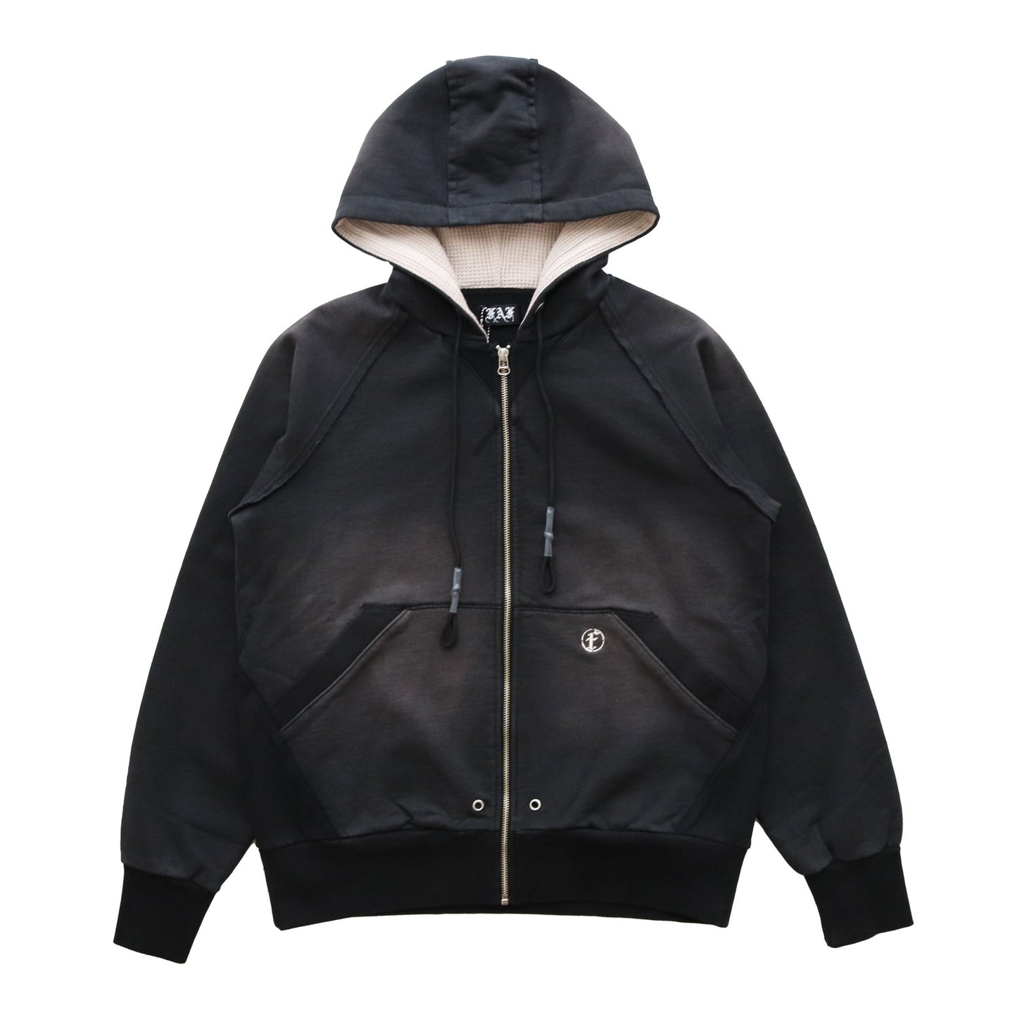 Aged Zip Up Hoodie #Black [2121205]