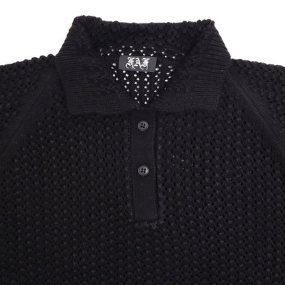 Openwork Knit Polo Shirts #BLACK [13413009]