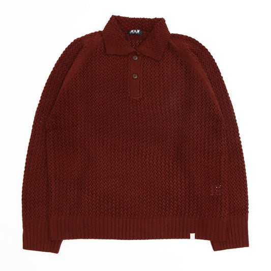 Openwork Knit Polo Shirts #BROWN [13413009]