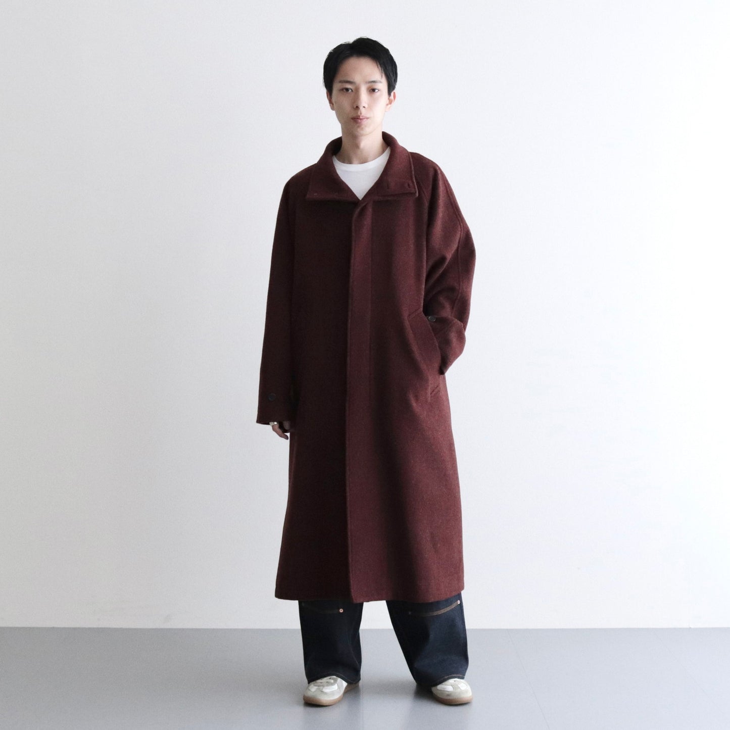 Stand Collar Long Coat #BROWN [AL23W-CO01]