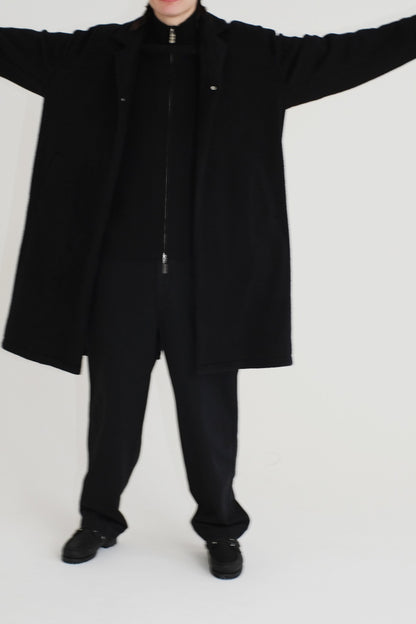 Over size coat #BLACK (silk) [TTT-2023AW-CO01]
