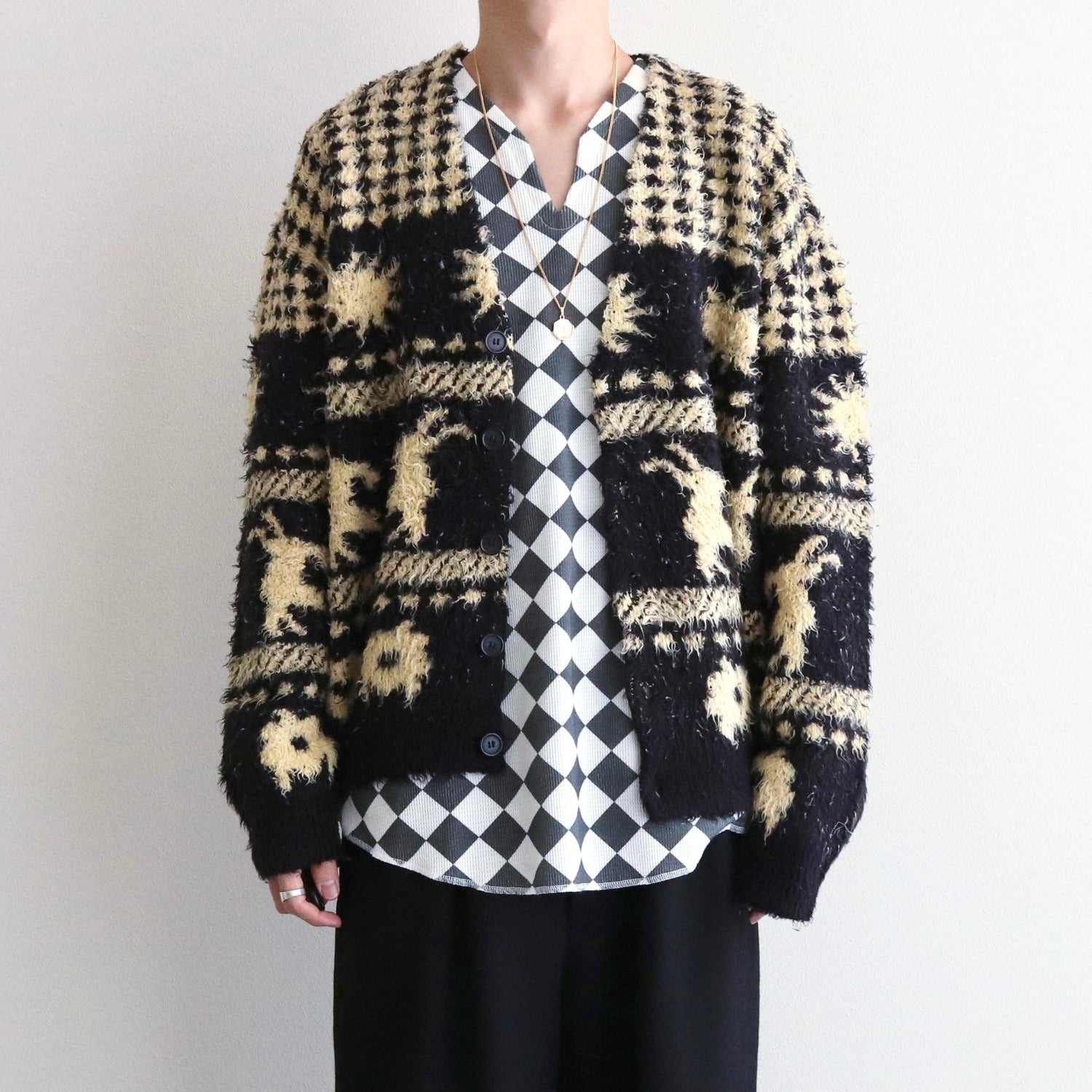 DELUSION CARDIGAN #BLACK/CREAM [TI4006] - Taiga Igari