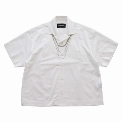 NECKLESS ATTACHED OPEN COLLAR SHIRTS #WHITE [231-01-0103]