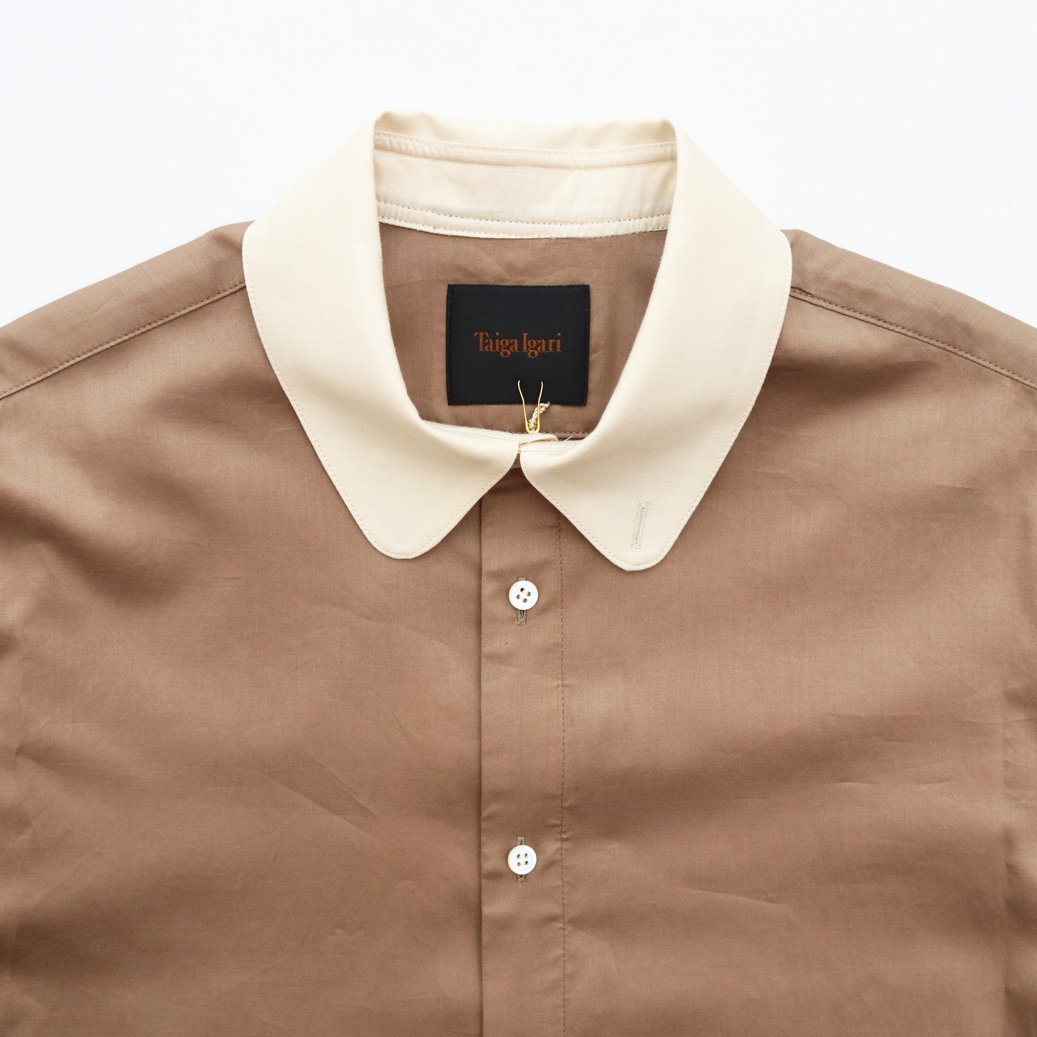 HIGH COLLAR SHIRT #CAMEL×OFF WHITE [TI035015] - Taiga Igari